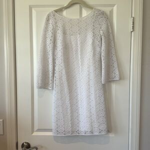 Lilly Pulitzer White Sheath Dress with 3/4 Sleeves